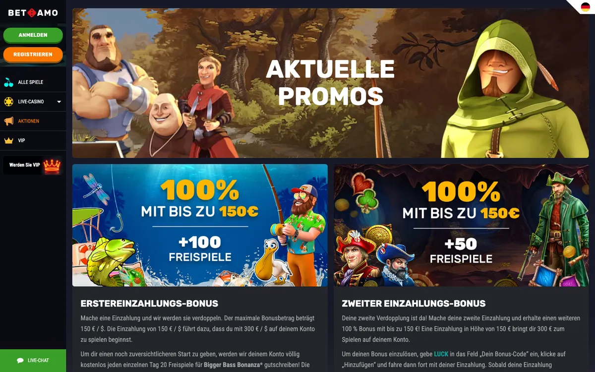 Betamo Casino — Promotions, captured from Germany