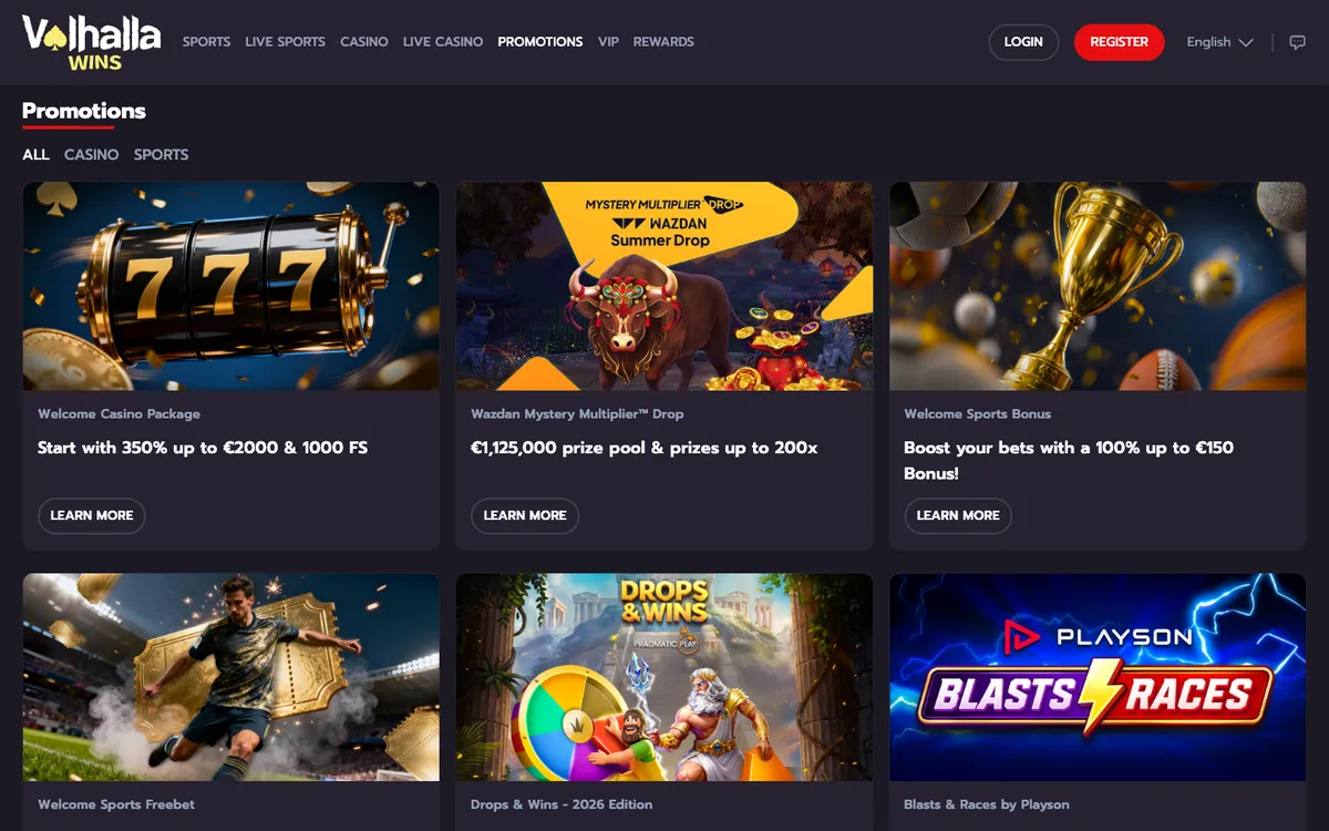 Valhalla Wins Casino — «Акции», снято из страны Бельгия