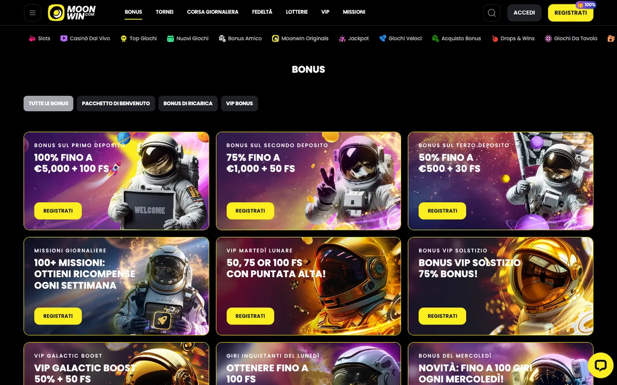 Moonwin Casino — «Акции», снято из страны Италия