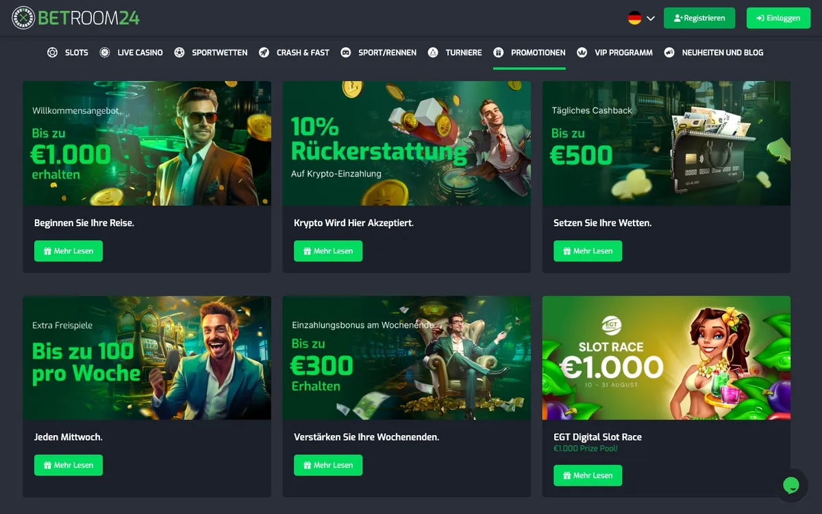Betroom24 Casino — «Акции», снято из страны Германия