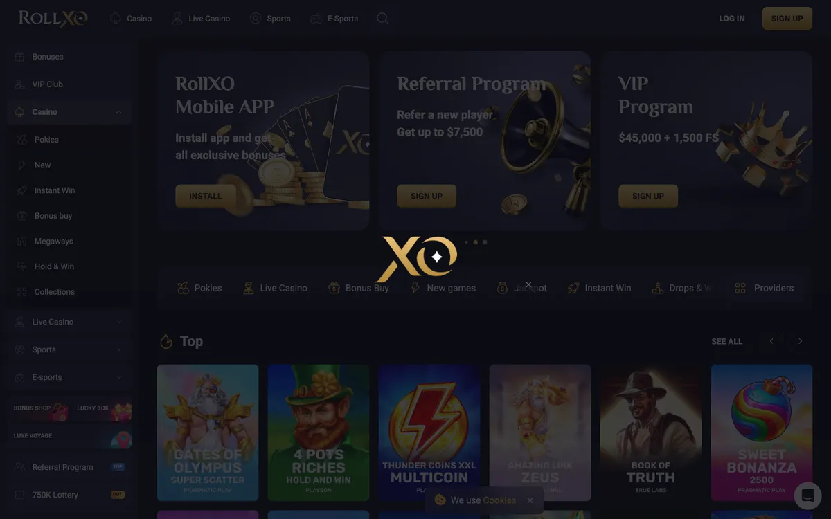 RollXO Casino — Sign-up, captured from New Zealand