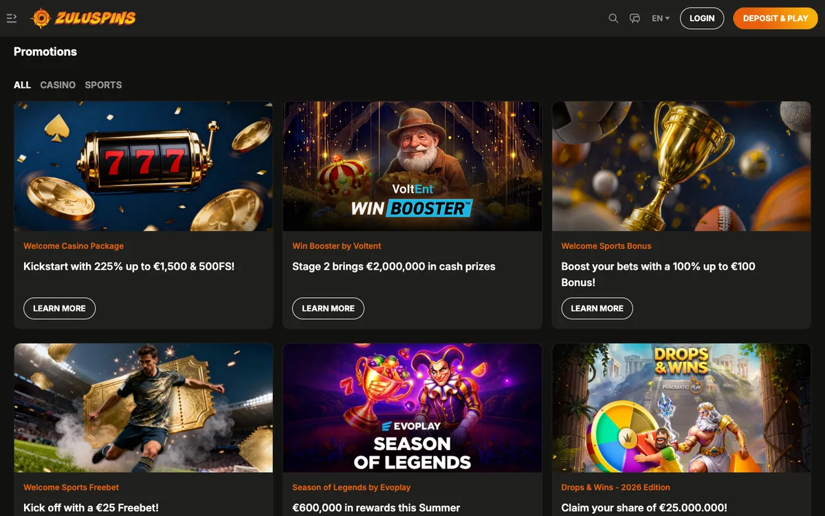 ZuluSpins Casino — Promotions, captured from Finland