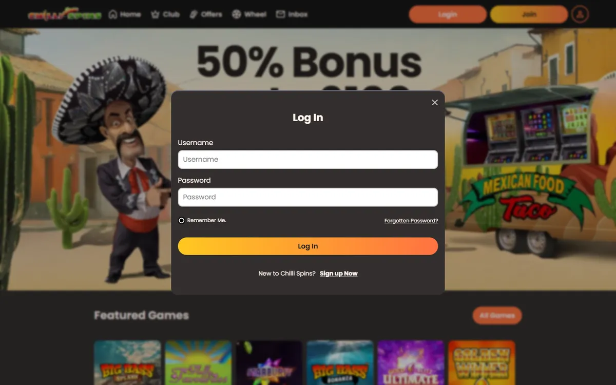 Chilli Spins Casino — «Регистрация», снято из страны Канада