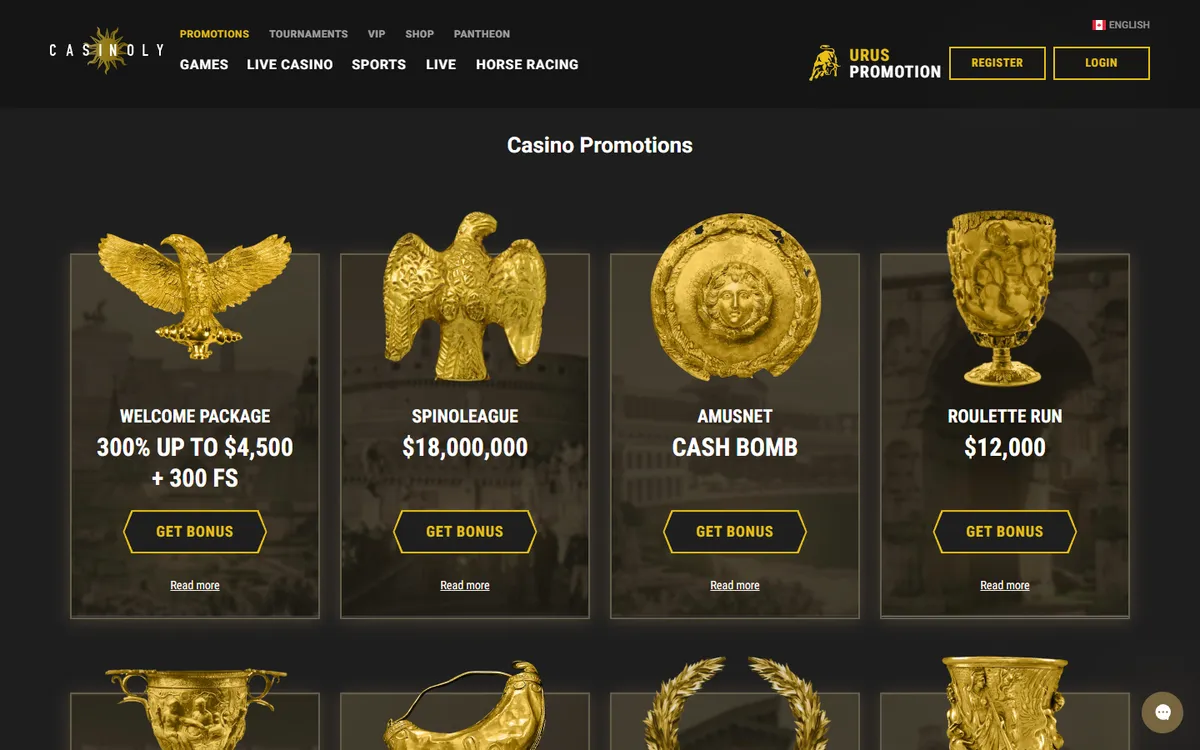 Casinoly Casino — Promotions, captured from Canada