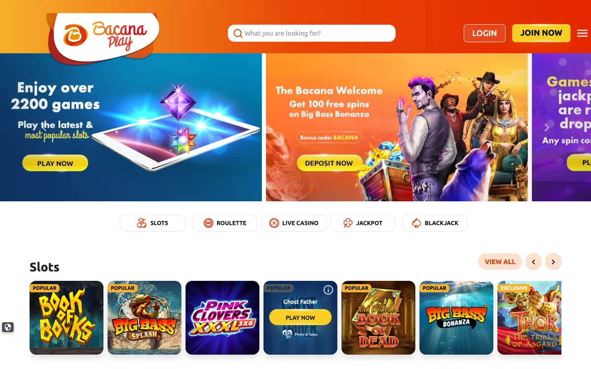 BacanaPlay Casino — «Главная», снято из страны Великобритания
