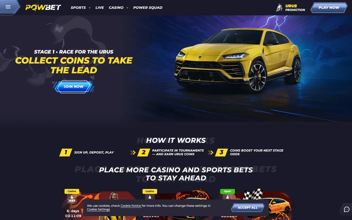 PowBet Casino — Promotions, captured from Finland