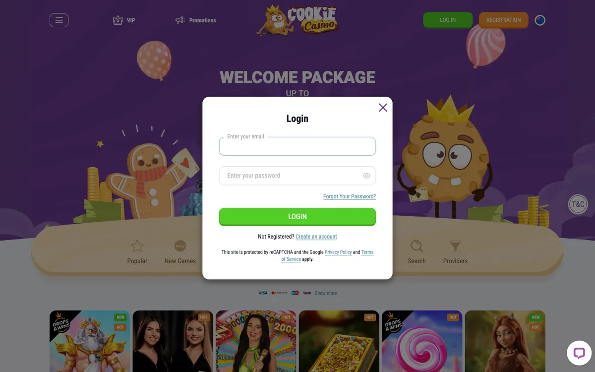 CookieCasino — Sign-up, captured from New Zealand