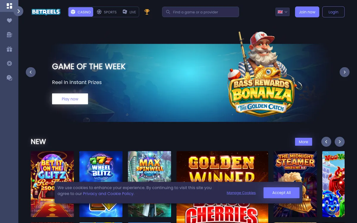 Betreels Casino — «Главная», снято из страны Южно-Африканская Республика