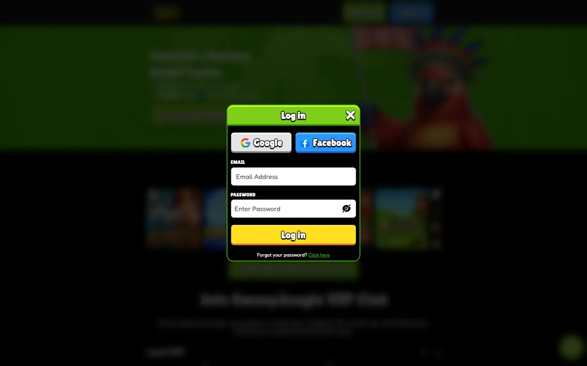 Sweep Jungle Casino — Sign-up, captured from United States
