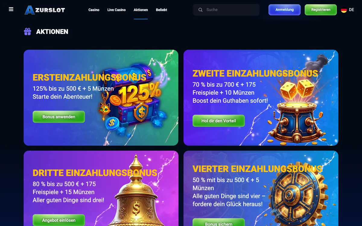 AzurSlot Casino — Promotions, captured from Austria