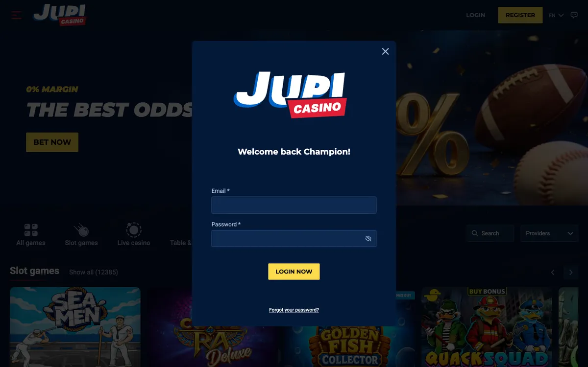 Jupi Casino — Sign-up, captured from Brazil