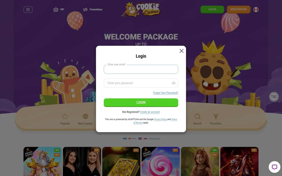 CookieCasino — Sign-up, captured from Canada
