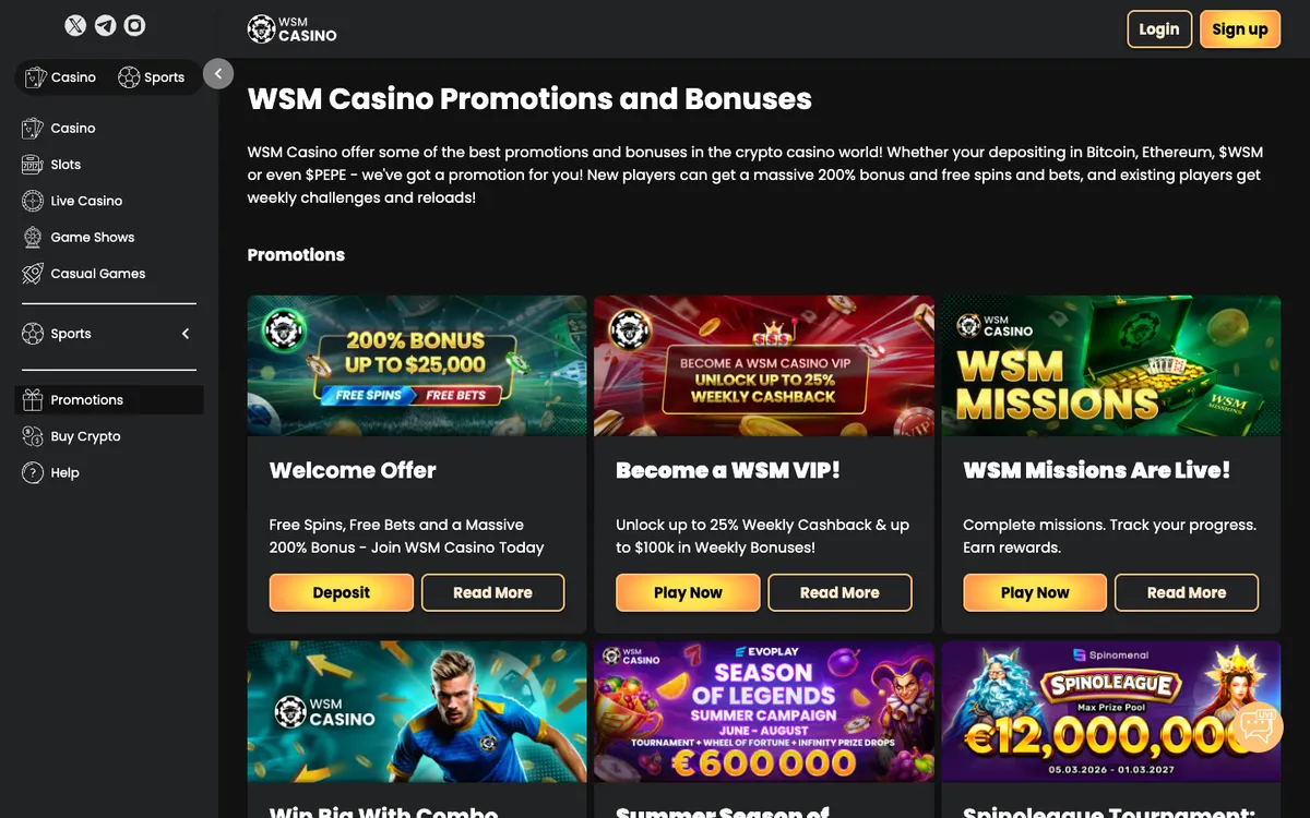 WSM Casino — Promotions, captured from Slovenia