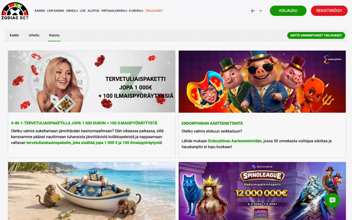 ZodiacBet Casino — Promotions, captured from Finland