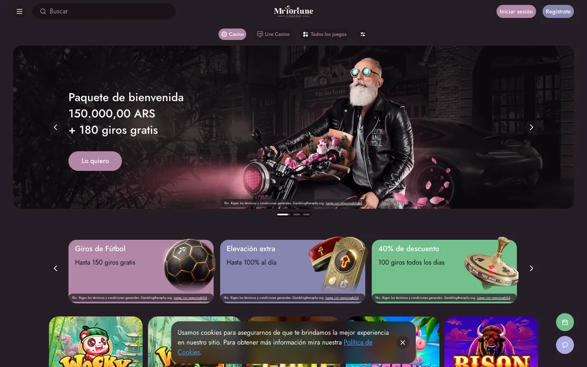 Mr Fortune Casino — Home page, captured from Argentina