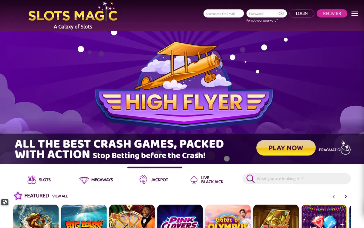 Slots Magic Casino — Home page, captured from United Kingdom