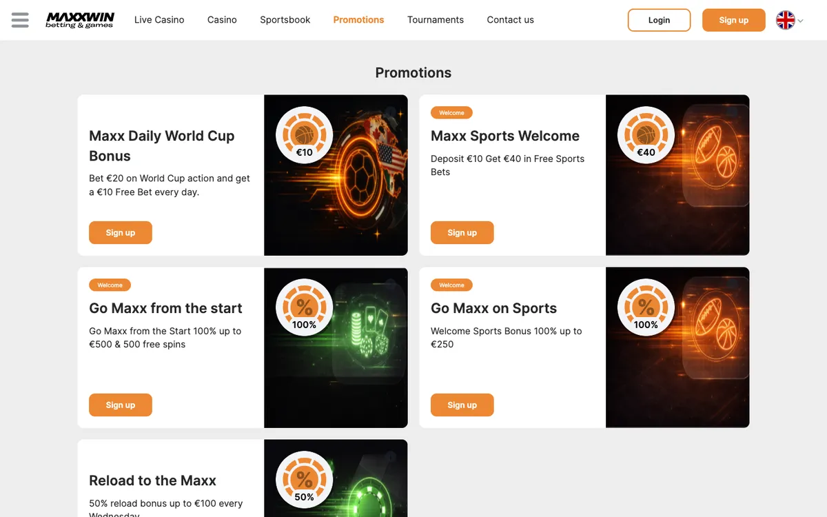 Maxxwin Casino — «Акции», снято из страны Финляндия