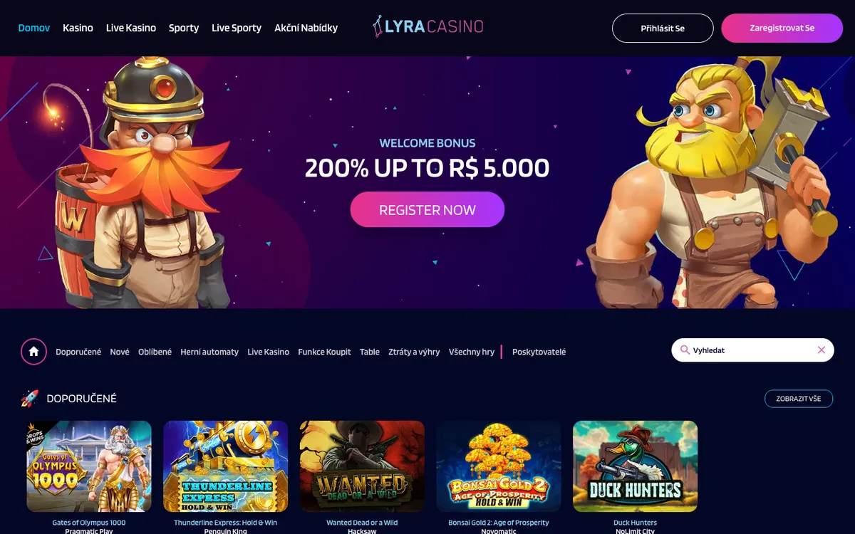 LyraCasino — Home page, captured from Czechia