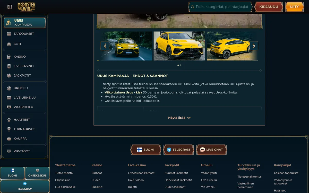 Monsterwin Casino — Promotions, captured from Finland