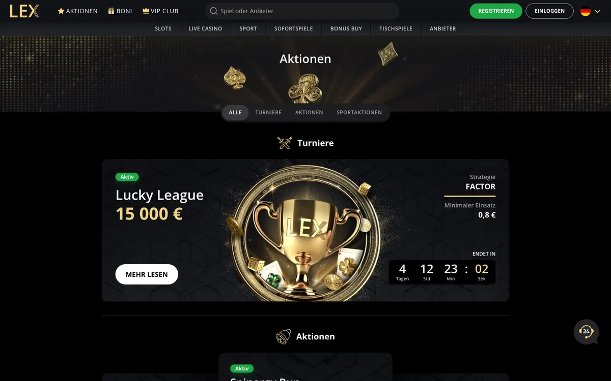 Lex Casino — Promotions, captured from Austria