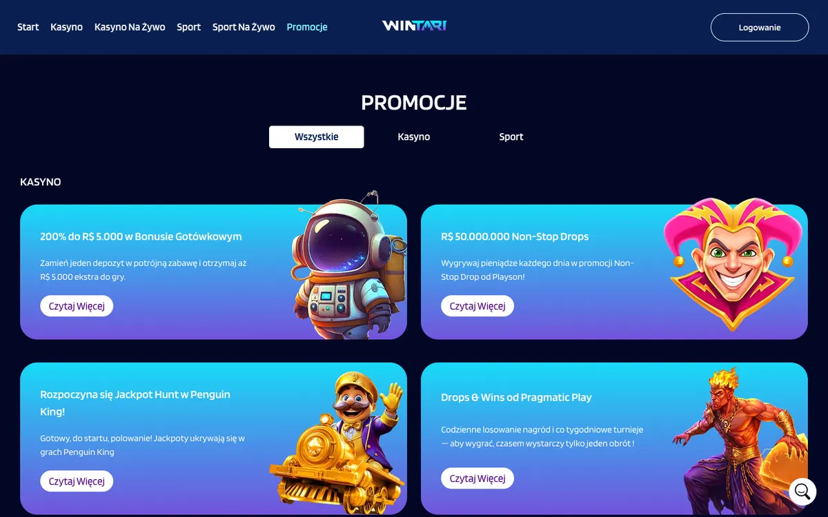 Wintari Casino — «Акции», снято из страны Польша