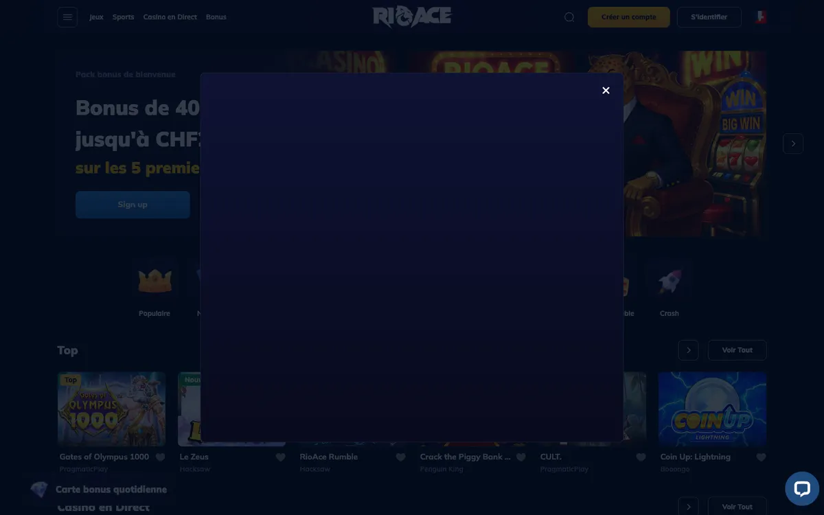 RioAce Casino — Sign-up, captured from France