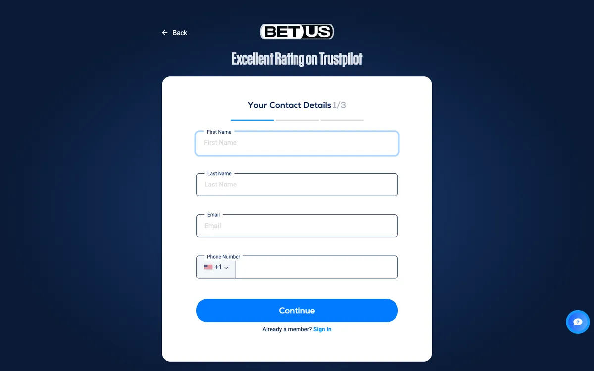 BetUS Casino — Sign-up, captured from United States