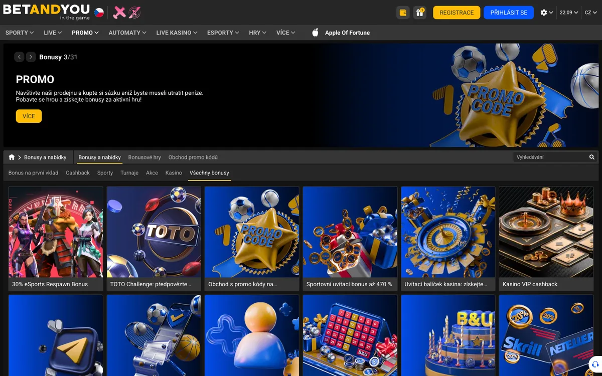 Betandyou Casino — «Акции», снято из страны Чехия