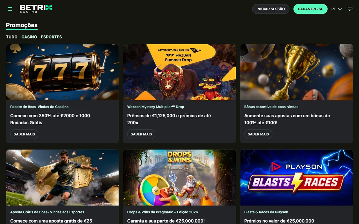 Betrix Casino — Promotions, captured from Brazil