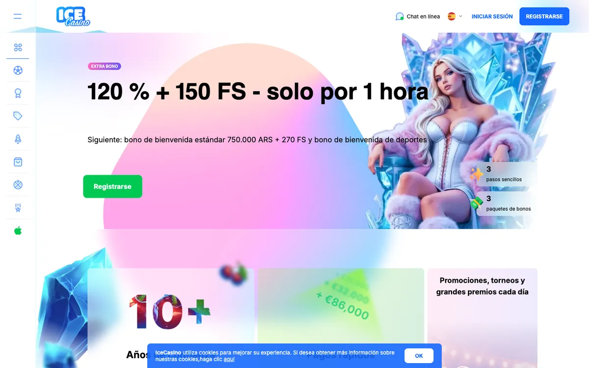 Ice Casino — Home page, captured from Argentina