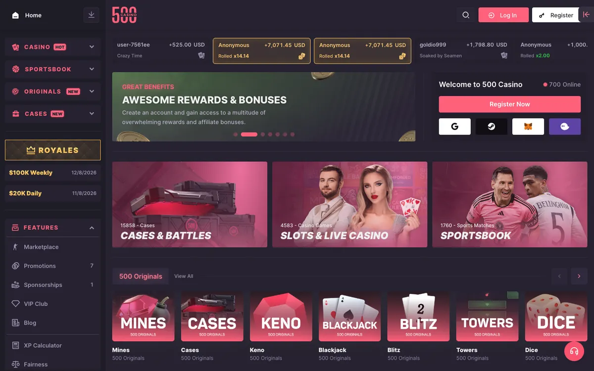 500 Casino — «Главная», снято из страны Австралия