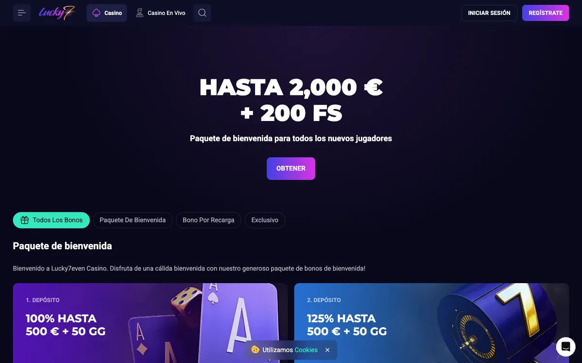 Lucky7even Casino — Promotions, captured from Spain