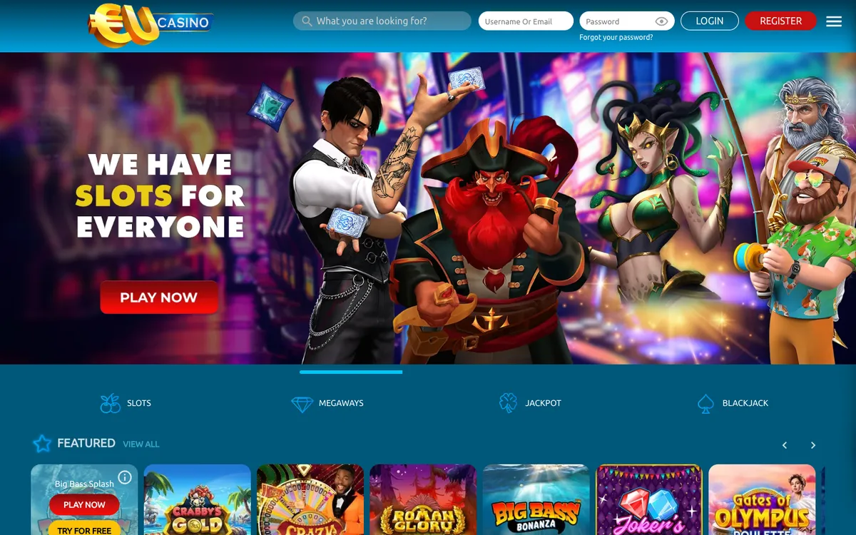 EUcasino — Home page, captured from Australia