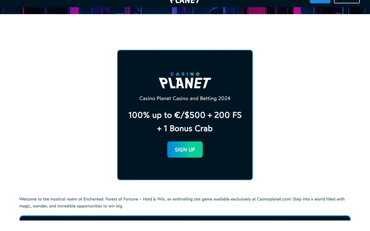 Casino Planet — Home page, captured from Mexico