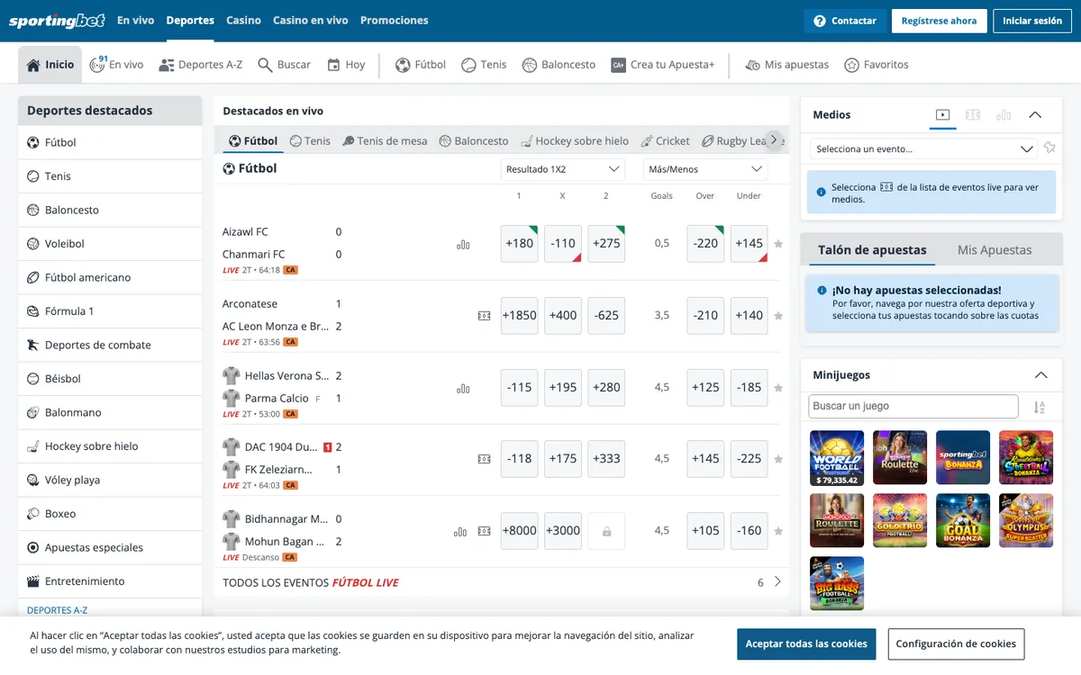 Sportingbet Casino — Home page, captured from Mexico