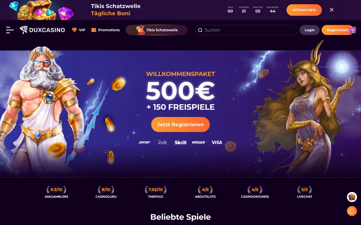 DuxCasino — «Главная», снято из страны Германия