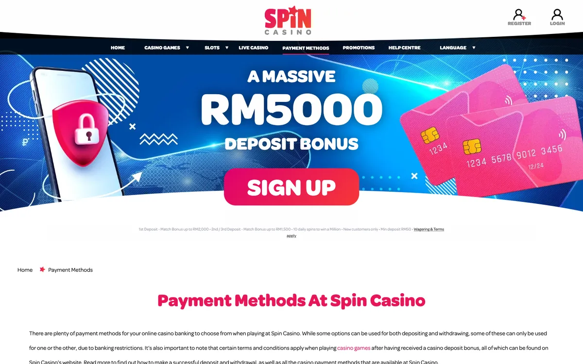 Spin Casino — Payments, captured from Malaysia