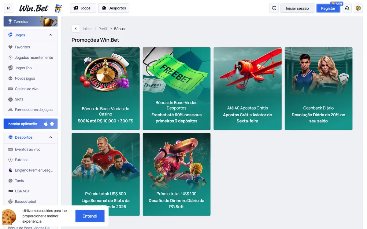 Win.Bet Casino — «Акции», снято из страны Бразилия