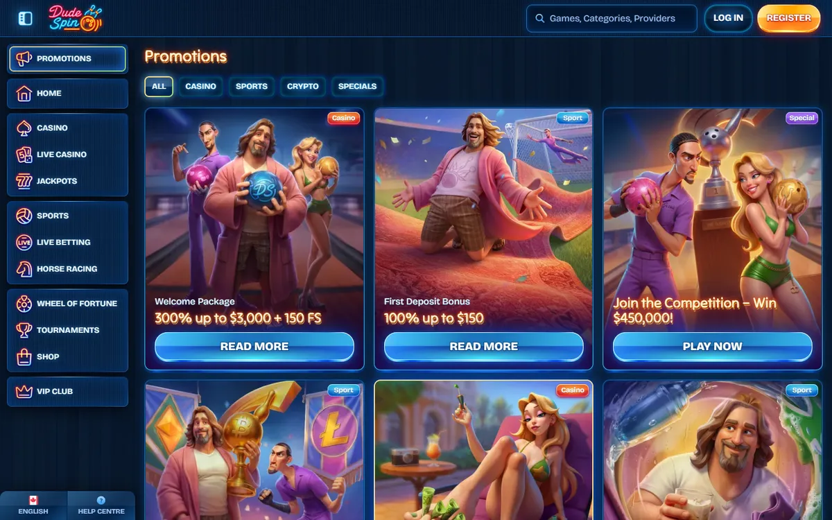 DudeSpin Casino — Promotions, captured from Canada