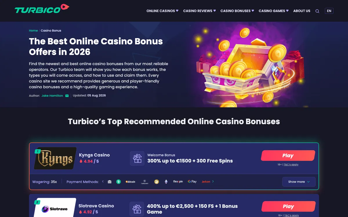 Turbico Casino — «Акции», снято из страны Япония