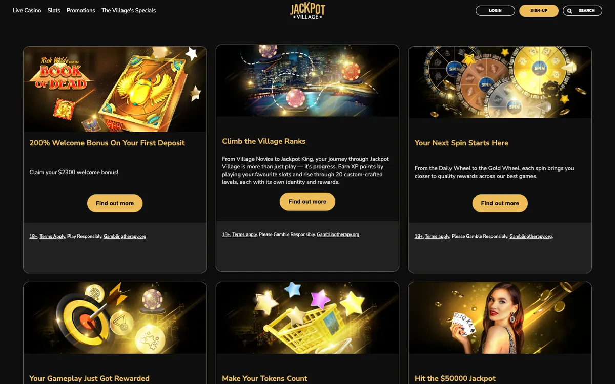Jackpot Village Casino — Promotions, captured from Canada
