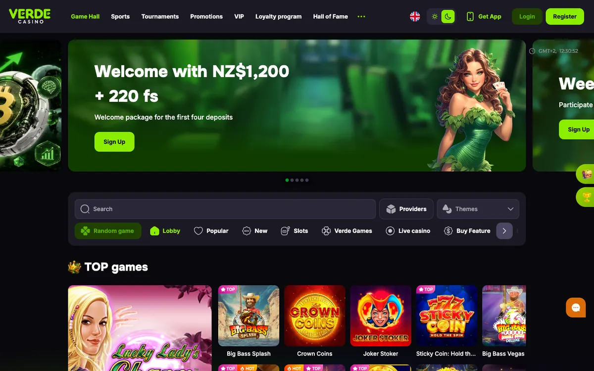 Verde Casino — «Главная», снято из страны Новая Зеландия