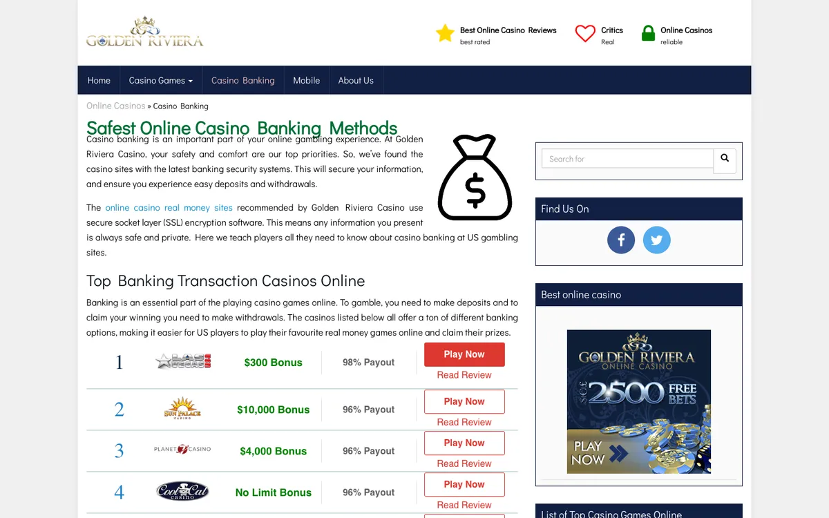 Golden Riviera Casino — Payments, captured from Australia