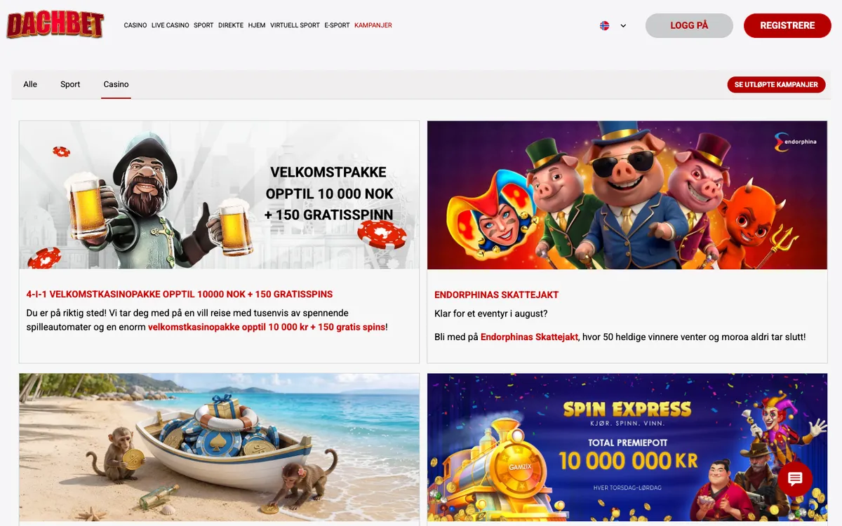 Dachbet Casino — Promotions, captured from Norway