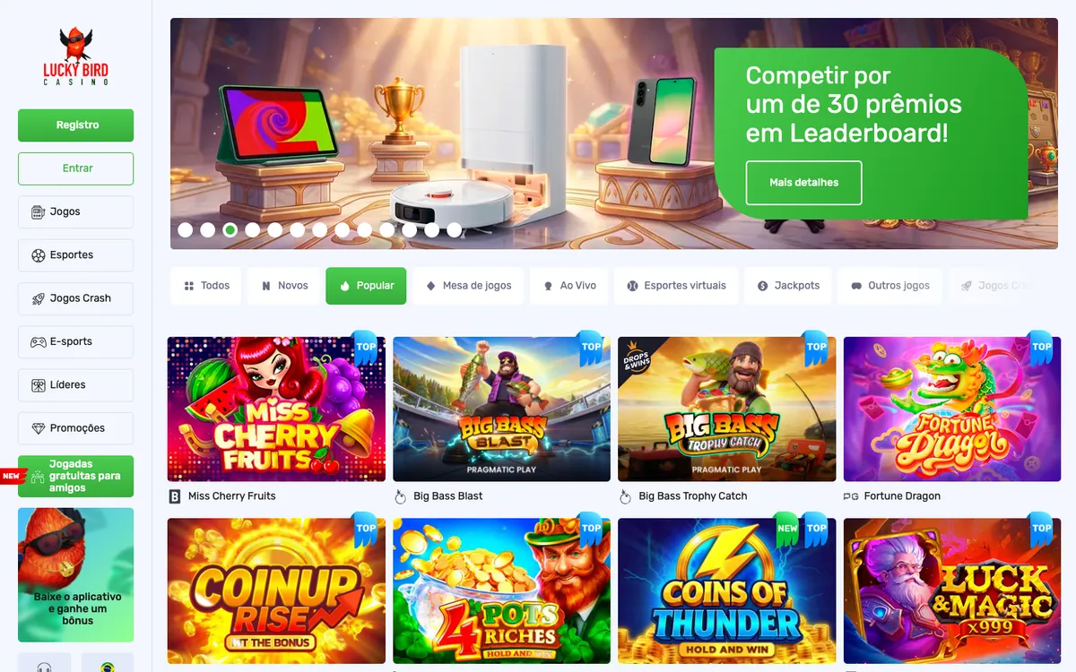 Lucky Bird Casino — «Главная», снято из страны Бразилия