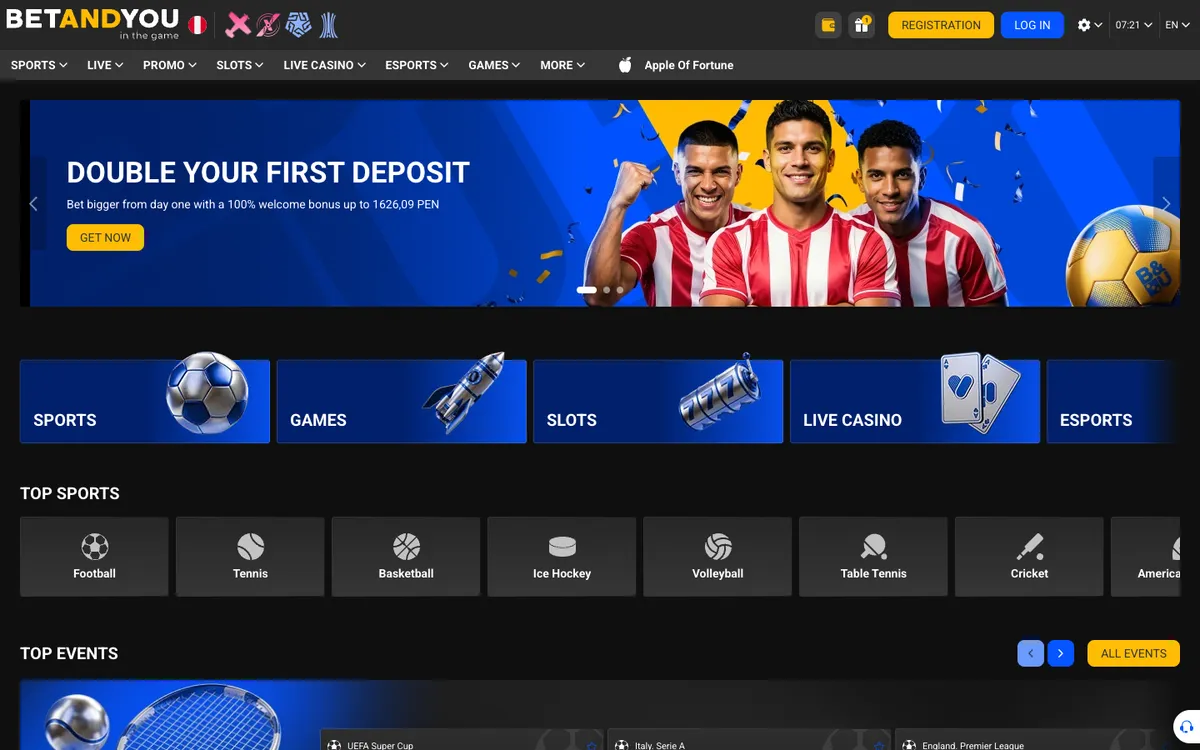 Betandyou Casino — Home page, captured from Peru