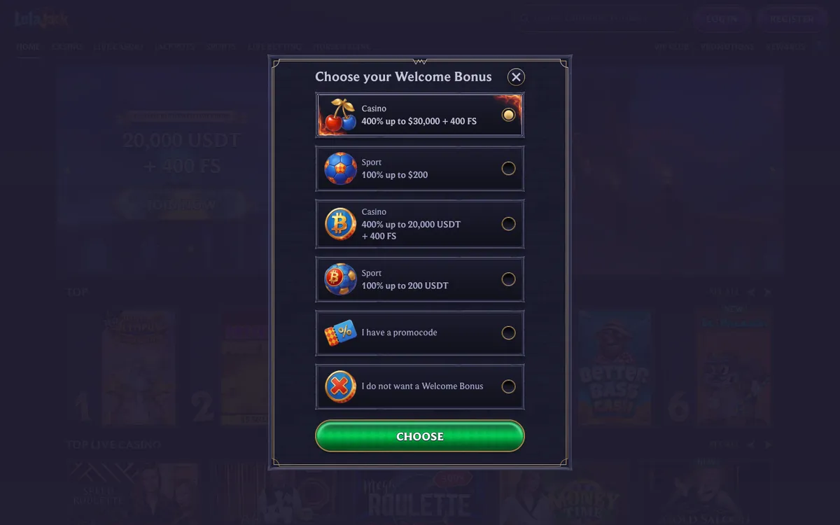 LolaJack Casino — Sign-up, captured from New Zealand