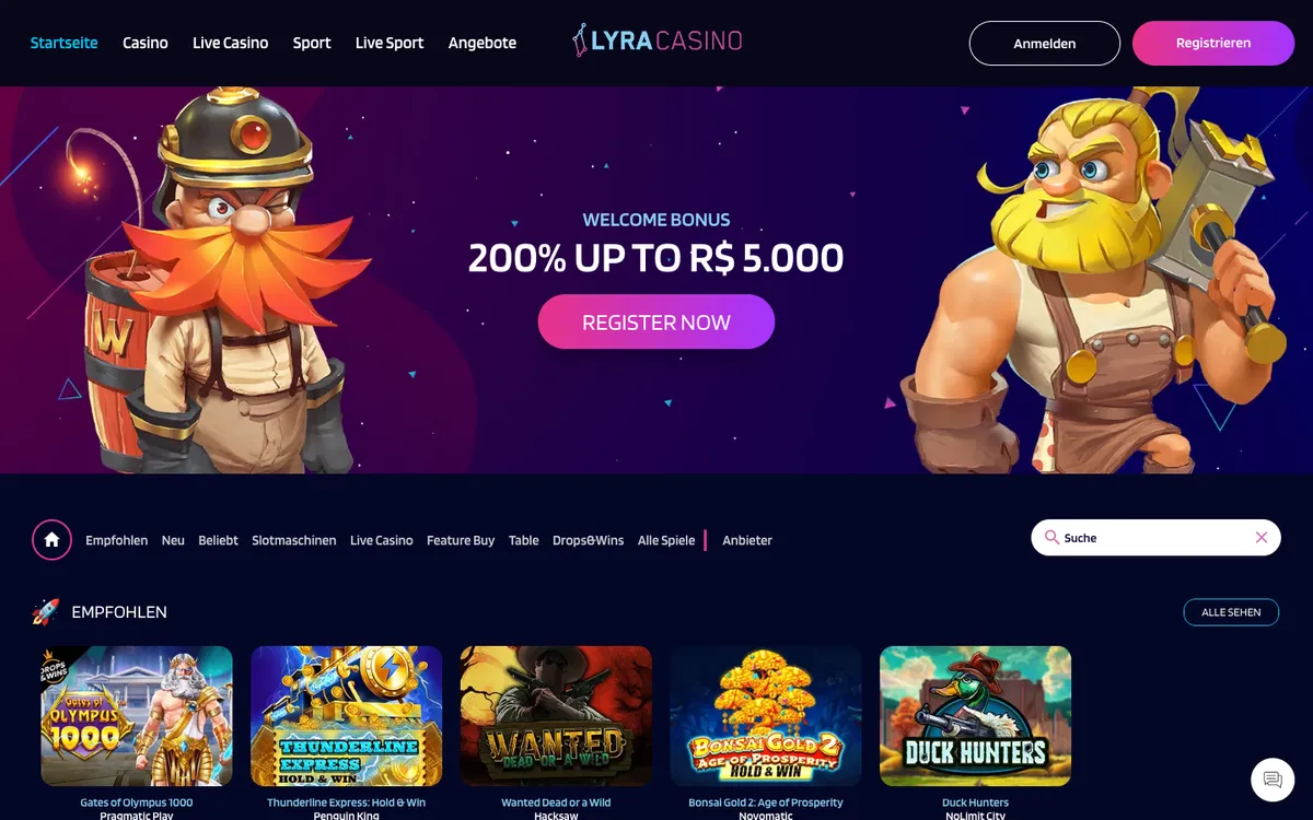 LyraCasino — Home page, captured from Austria
