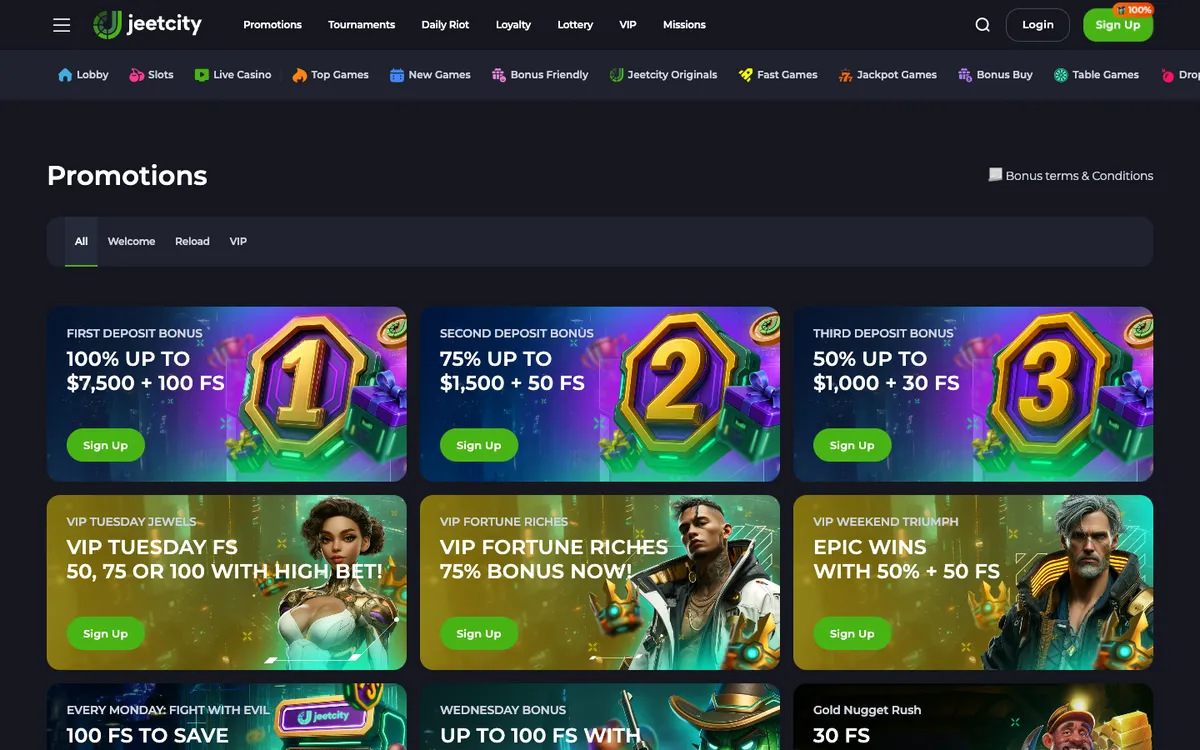 JeetCity Casino — Promotions, captured from New Zealand
