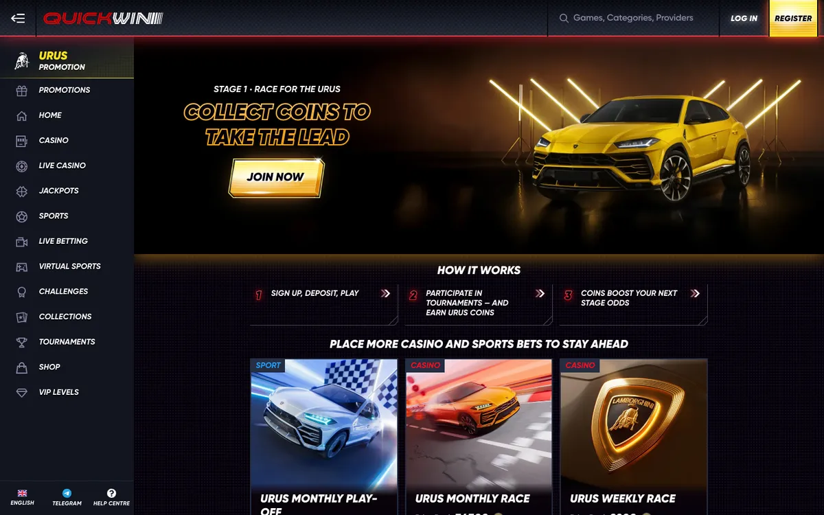 QuickWin Casino — Promotions, captured from South Africa